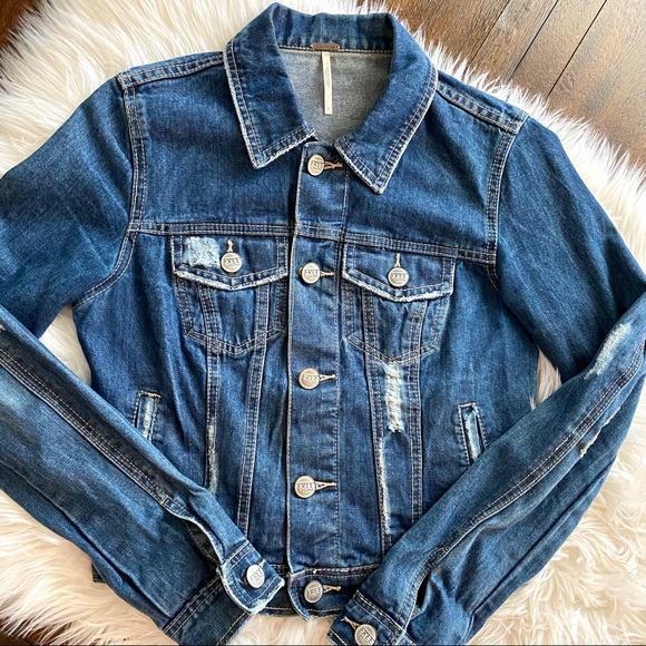 Free People | Denim Distressed Jean Jacket - Picture 1 of 6